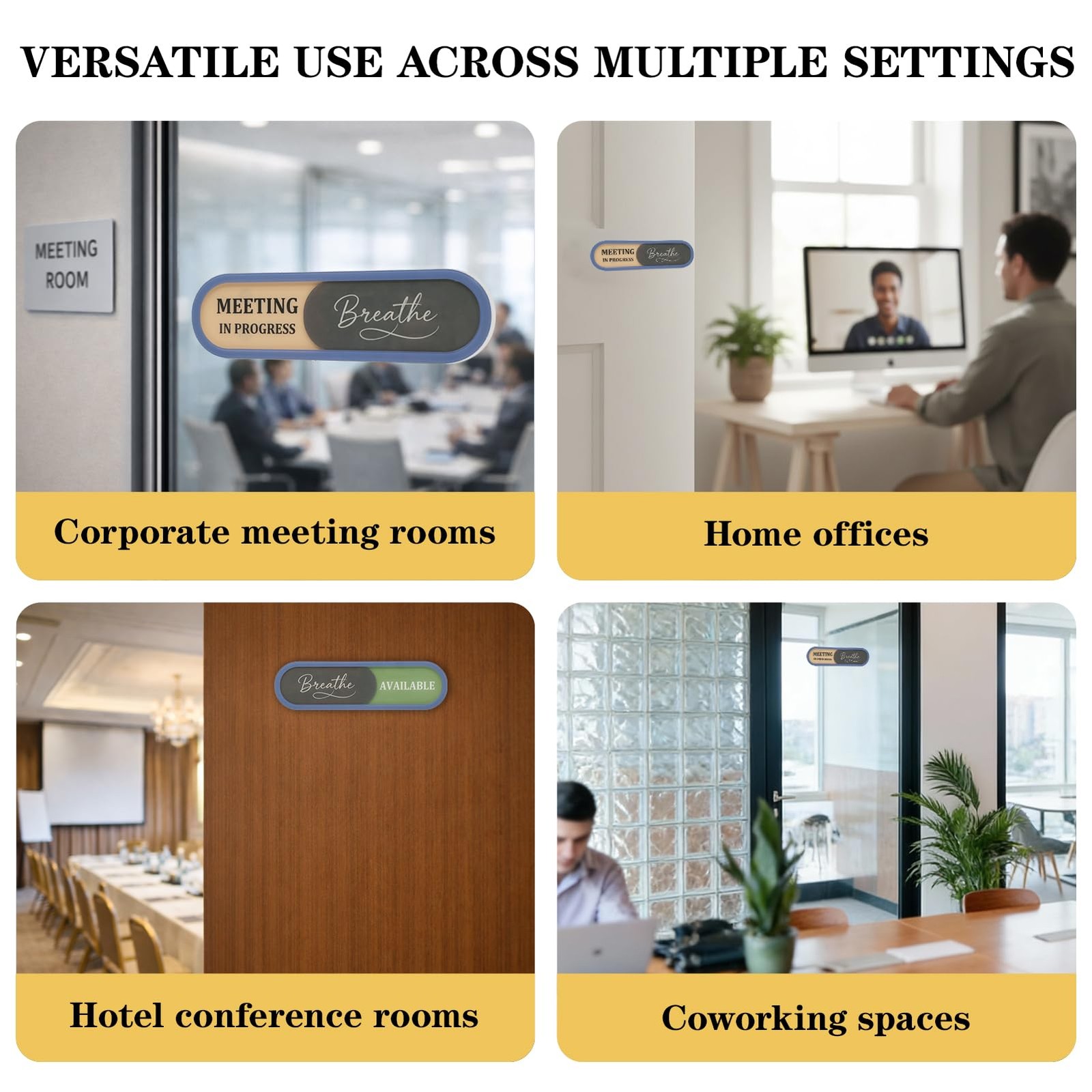 Office Door Sign Slider Breathe Status Indicator Adhesive Magnets Acrylic