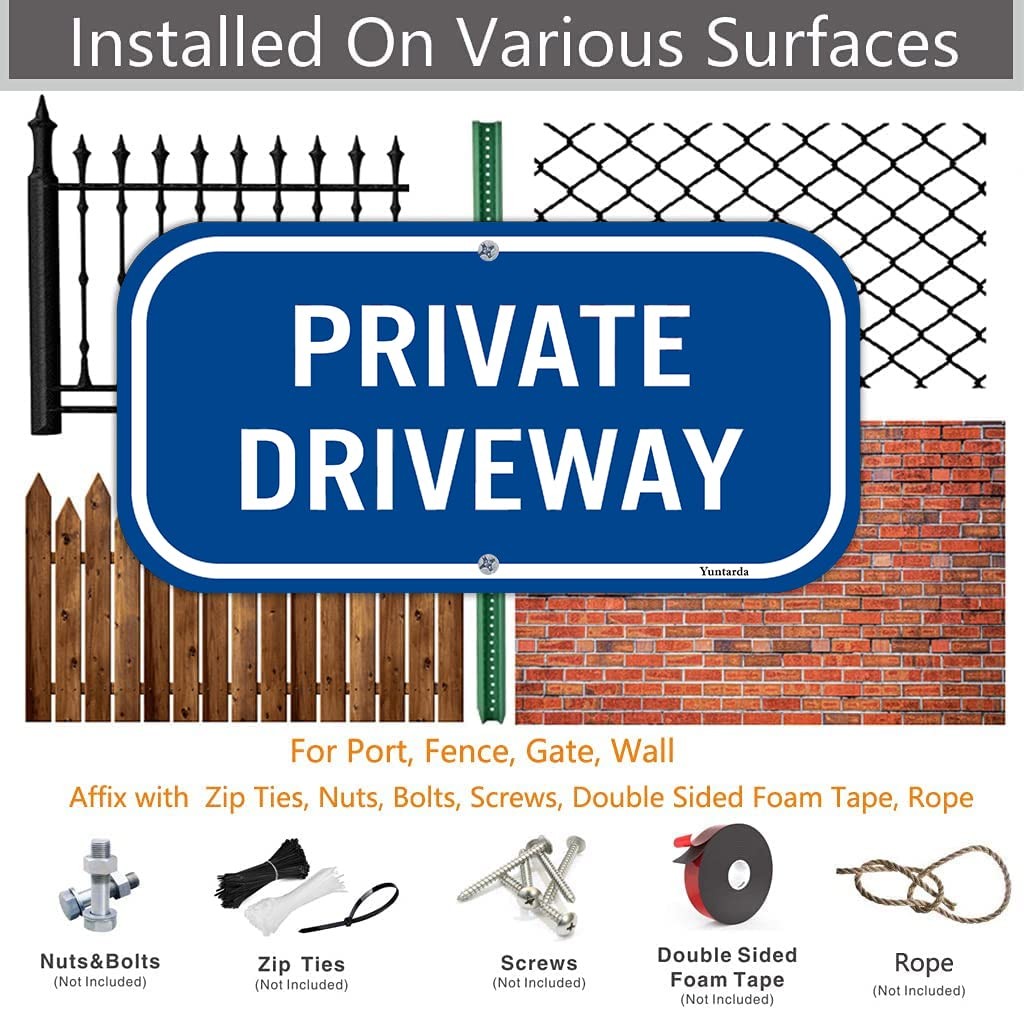 2-Pack Private Driveway,12″X6″ Heavy 0.40 Aluminum Rust Free Sign Professiona…