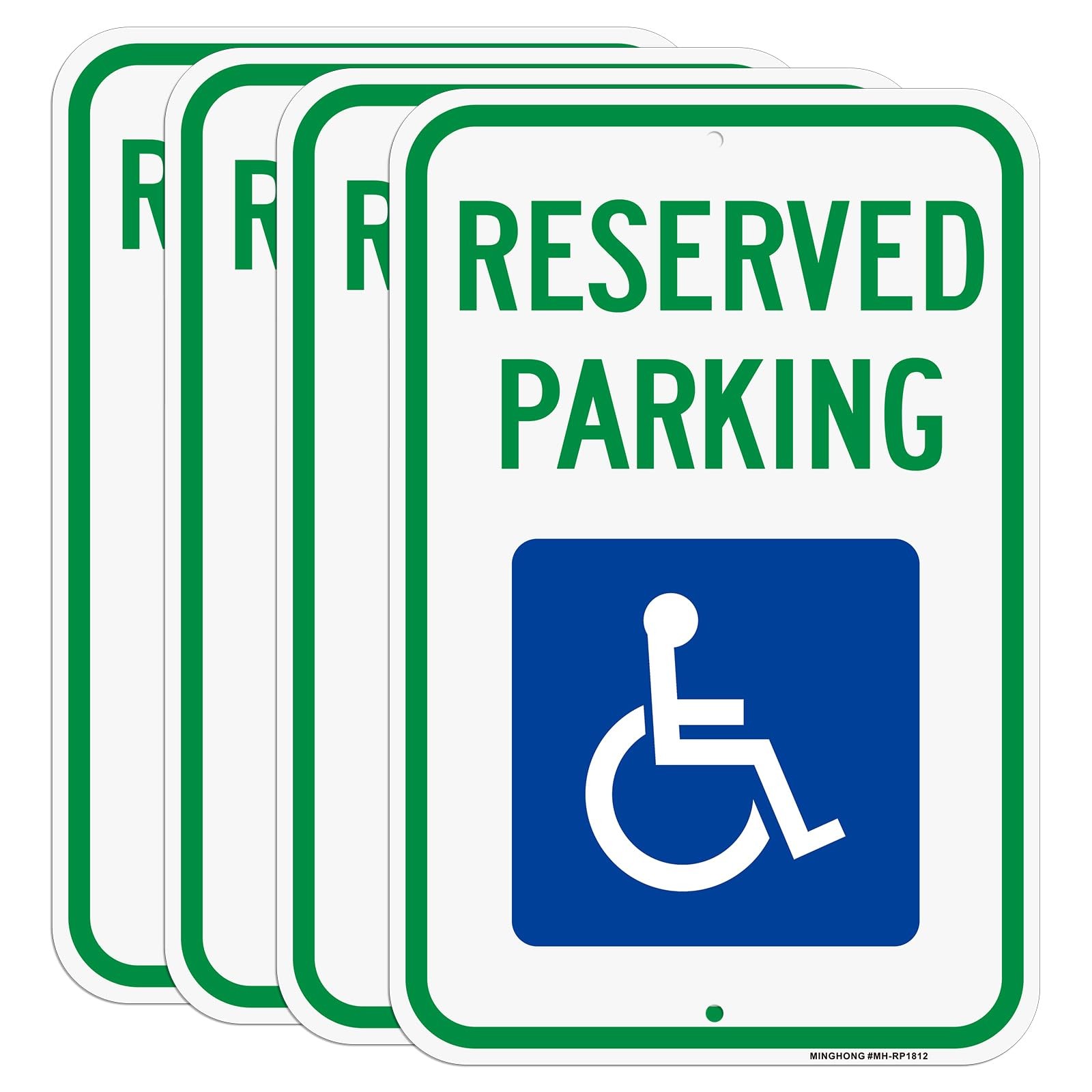 Handicap Parking Sign, 4 Pack 12″ x 18″ Reserved Parking Signs with Handicap …