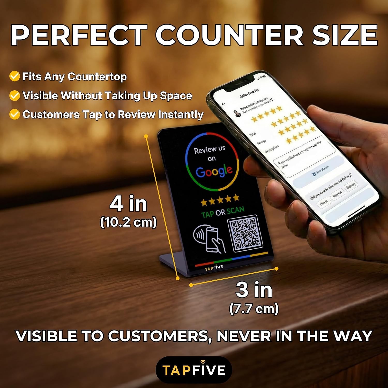 Google Review Stand: Instant NFC Tap & QR Code Sign Set – 3 Professional Stands