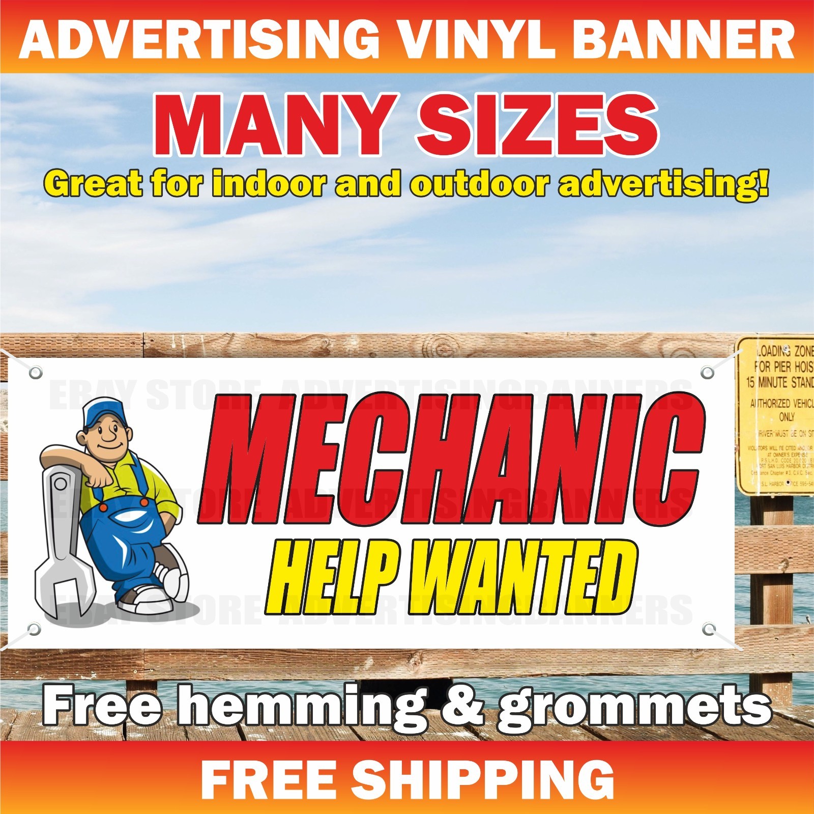 MECHANIC HELP WANTED Advertising Banner Vinyl Mesh Sign Service Now Hiring Job
