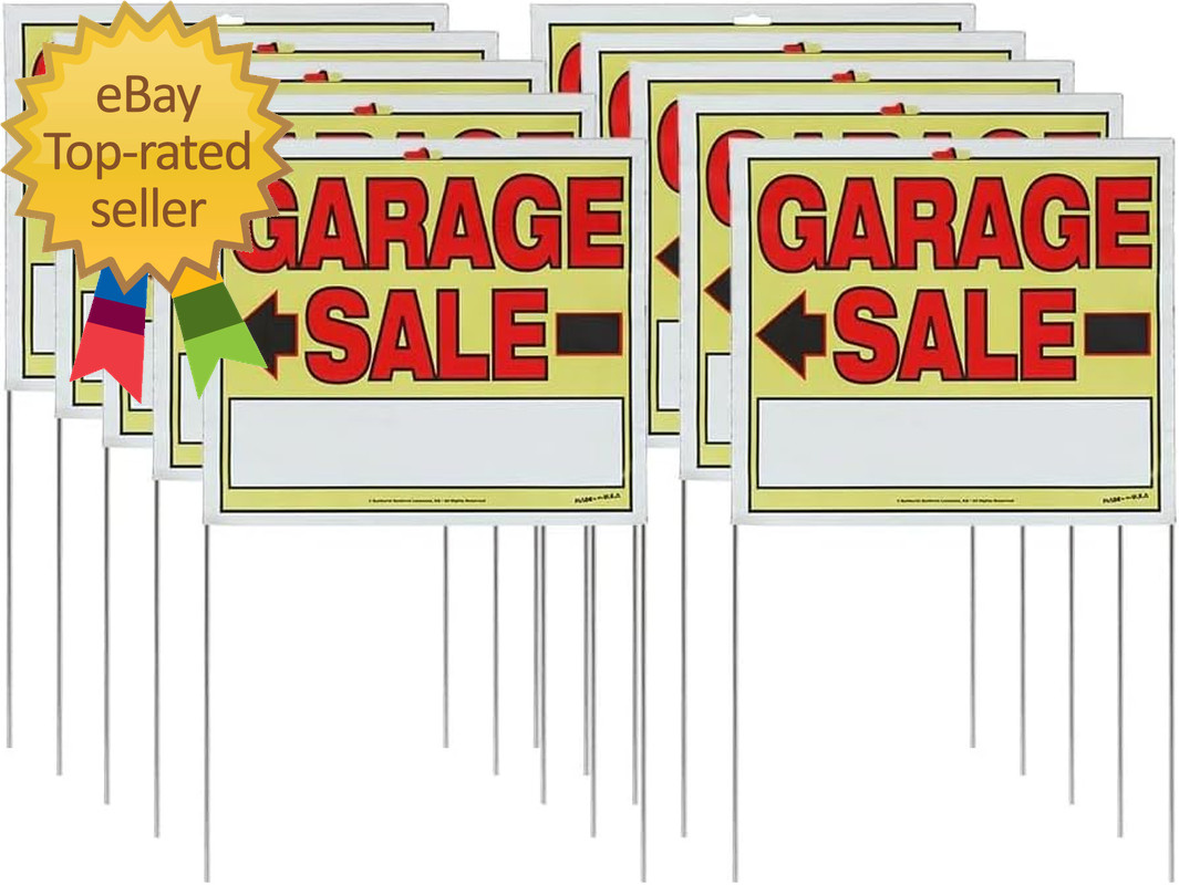 3905 Garage Sale Sign, Assembled with Metal U-Stake, Double Sided, 14″ X 22″ (In
