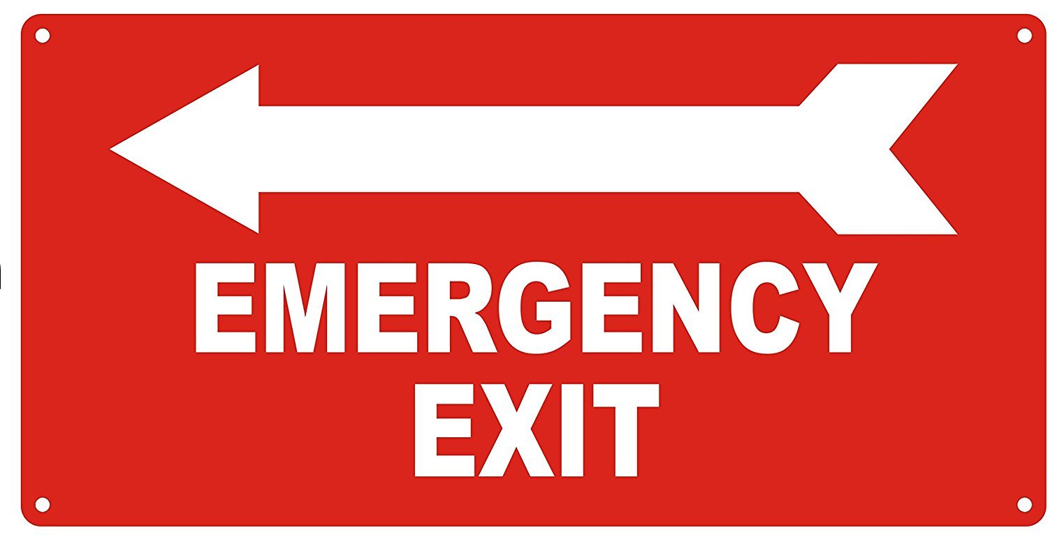 EMERGENCY EXIT WITH ARROW LEFT sign ( Reflective !!! ALUMINUM)-REF24-1027