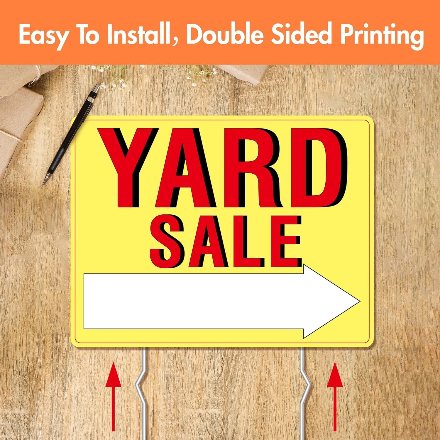 Yard Sale Sign, 3PCS Double Sided Yard Sale Signs with 6 Metal Stakes & 960 S…