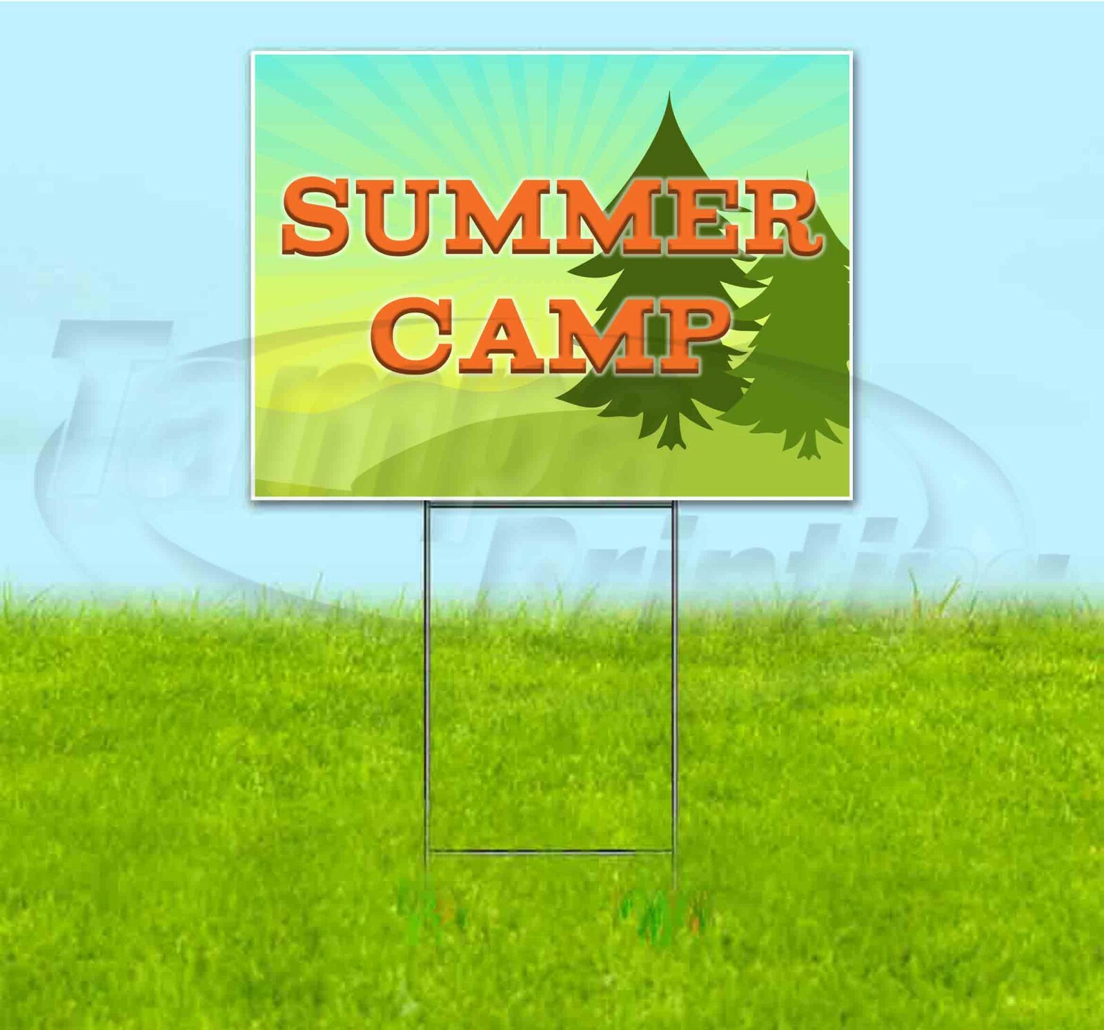 SUMMER CAMP 18×24 Yard Sign WITH STAKE Corrugated Bandit USA VACATION KIDS