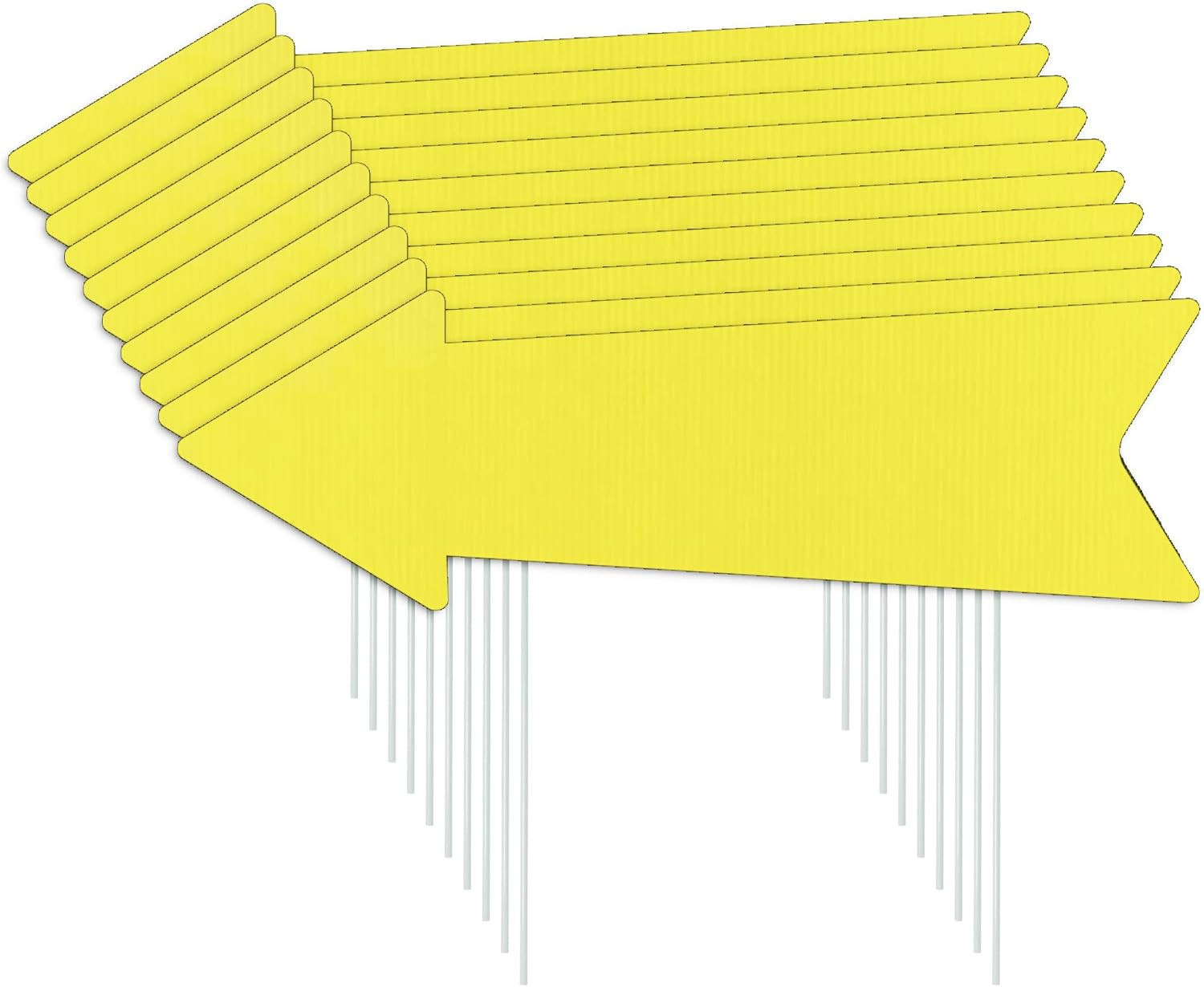 Yellow Arrow Signs with Stakes 16 X 5 Inches,This Way Directional Arrow Yard Sig