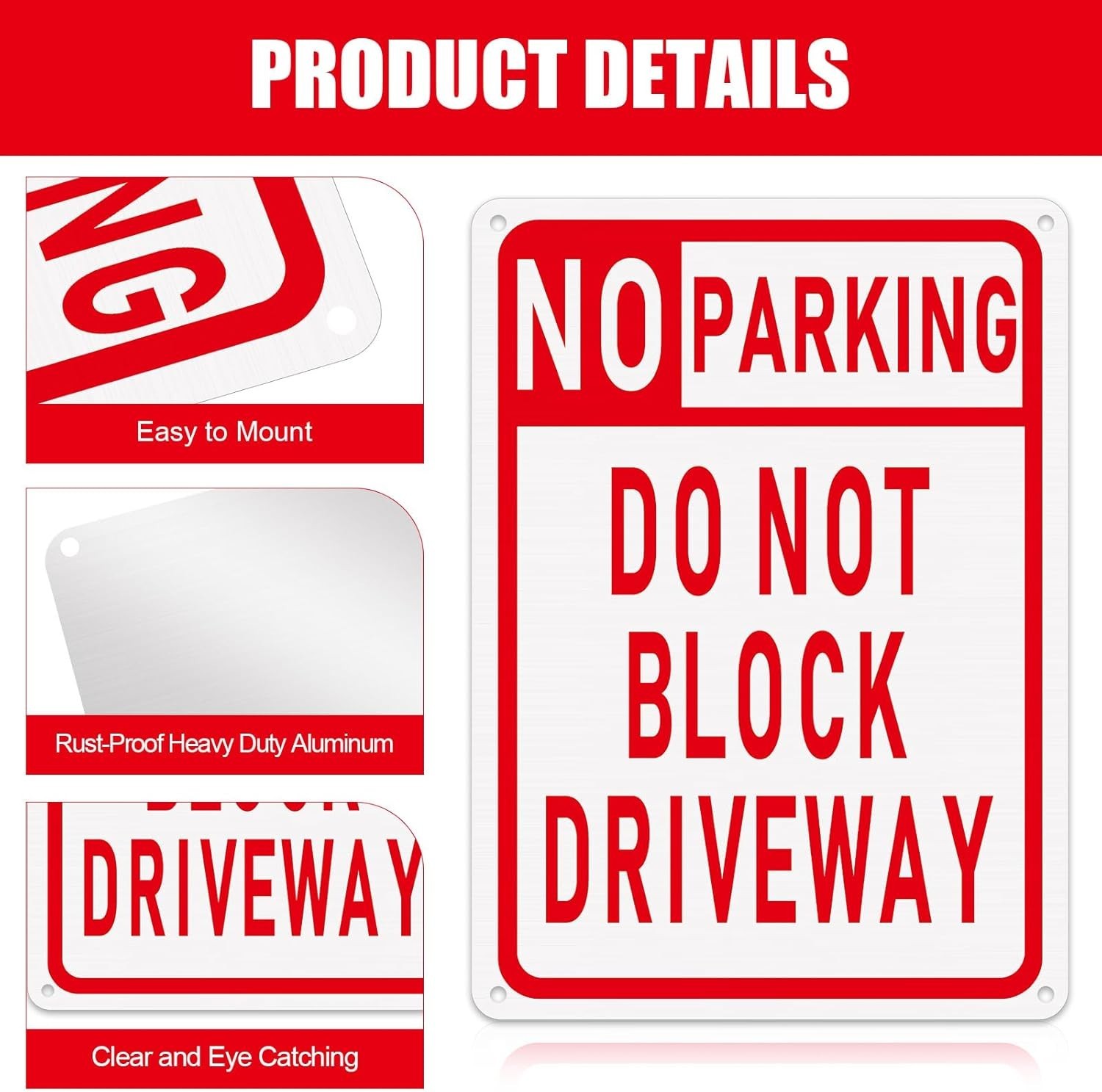 No Parking Sign Do Not Block Driveway ( 3 Pcs )