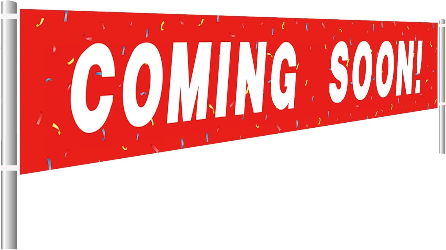 Large Coming Soon Banner 9.8 X 1.5 Feet Outdoor Indoor Marketing Sign