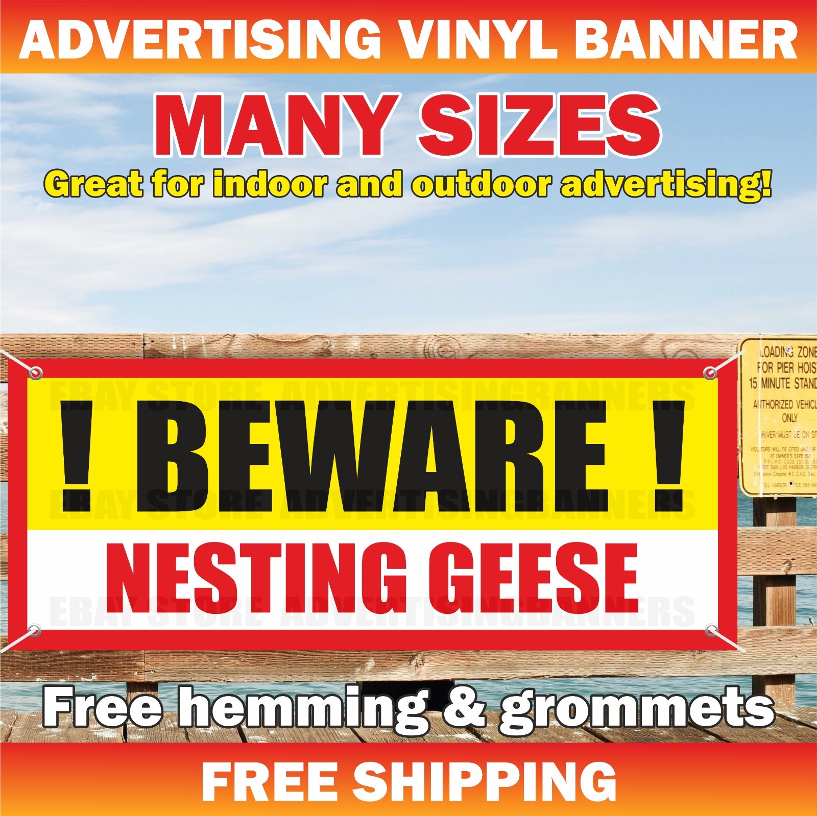 BEWARE NESTING GEESE Advertising Banner Vinyl Mesh Sign Attention Warning