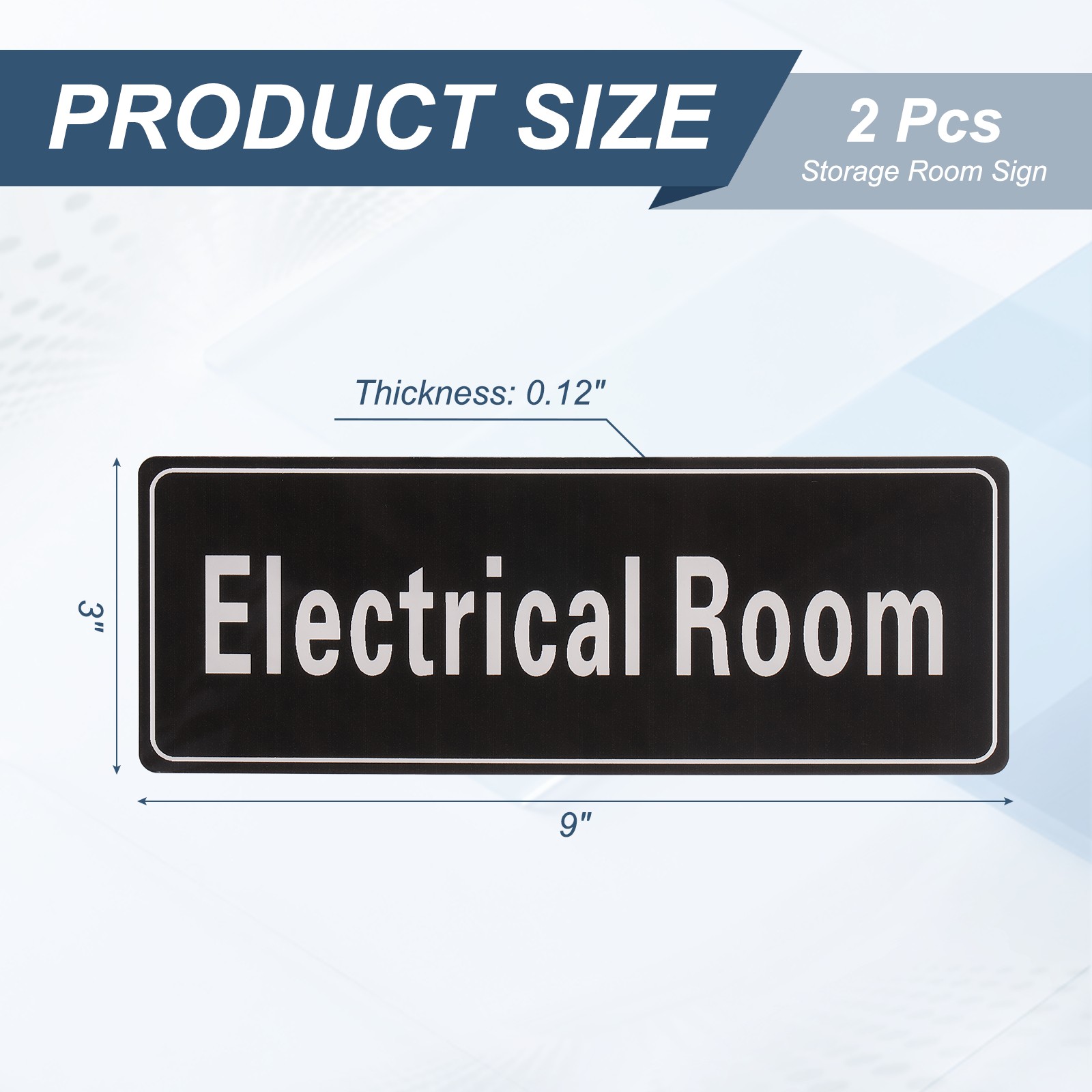 9″x3″ Electrical Room, 2Pcs Room Door Sign Self-Adhesive, Black with White Text
