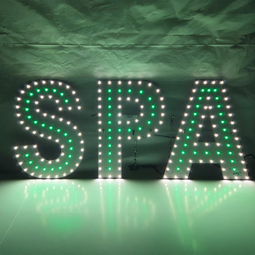 EPL Signs SPA Green LED Sign Business 10″x24″ 1G On-Off Mode