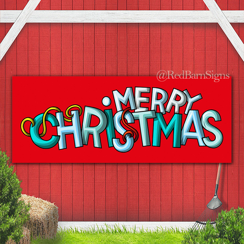 Merry Christmas simple red banner indoor outdoor