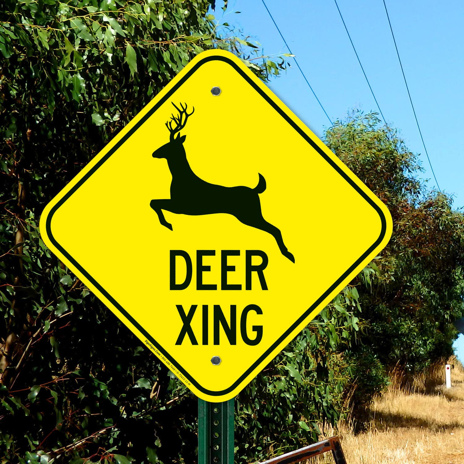 Deer Xing Sign 12″x12″ Aluminum Crossing Warning – Rustproof & Fade-Resistant