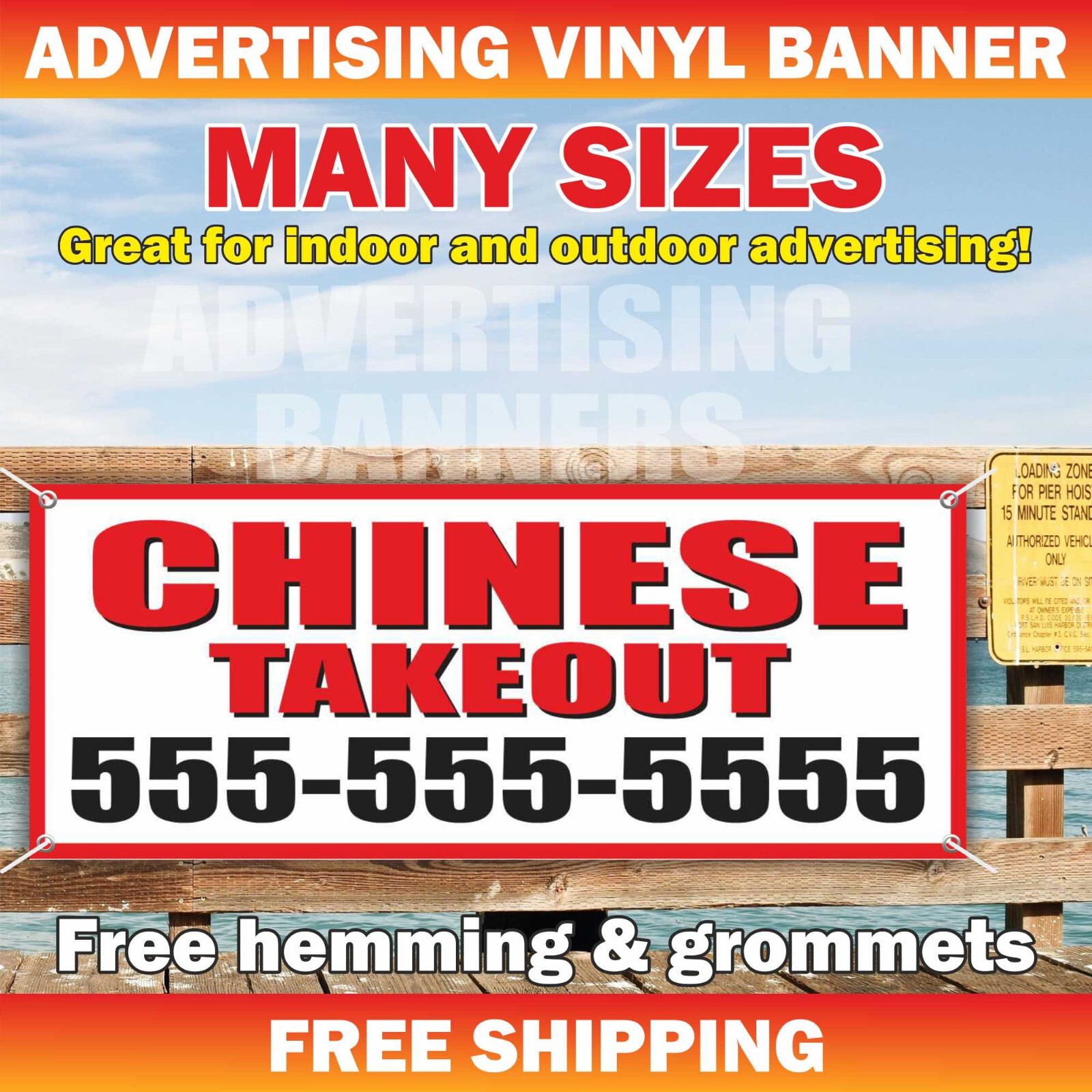 CHINESE TAKEOUT Advertising Banner Vinyl Mesh Sign Food Delivery Buffet Carnival