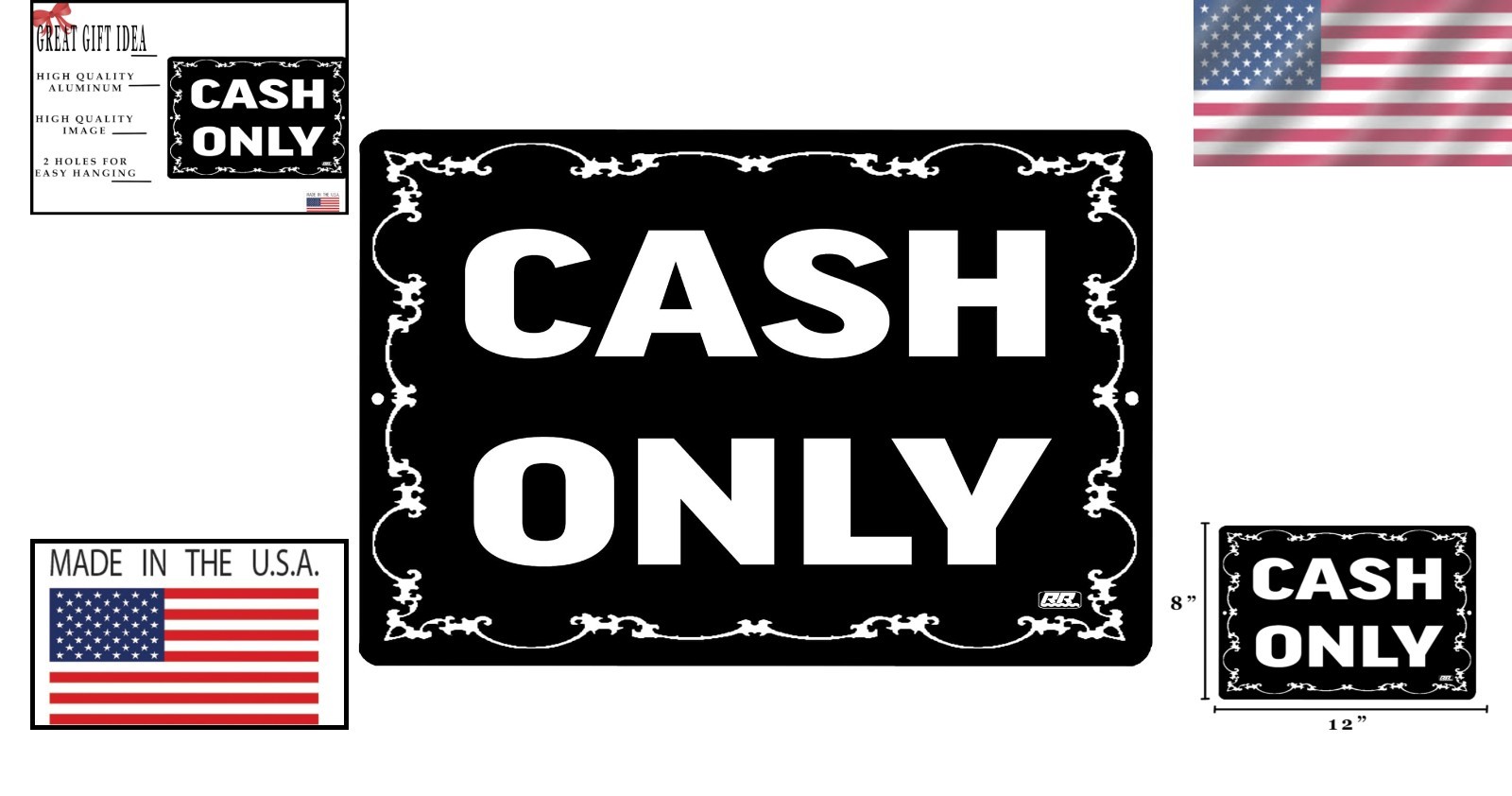 Cash Only Metal Tin Sign – Durable, Eye-Catching Retail & Bar Decor