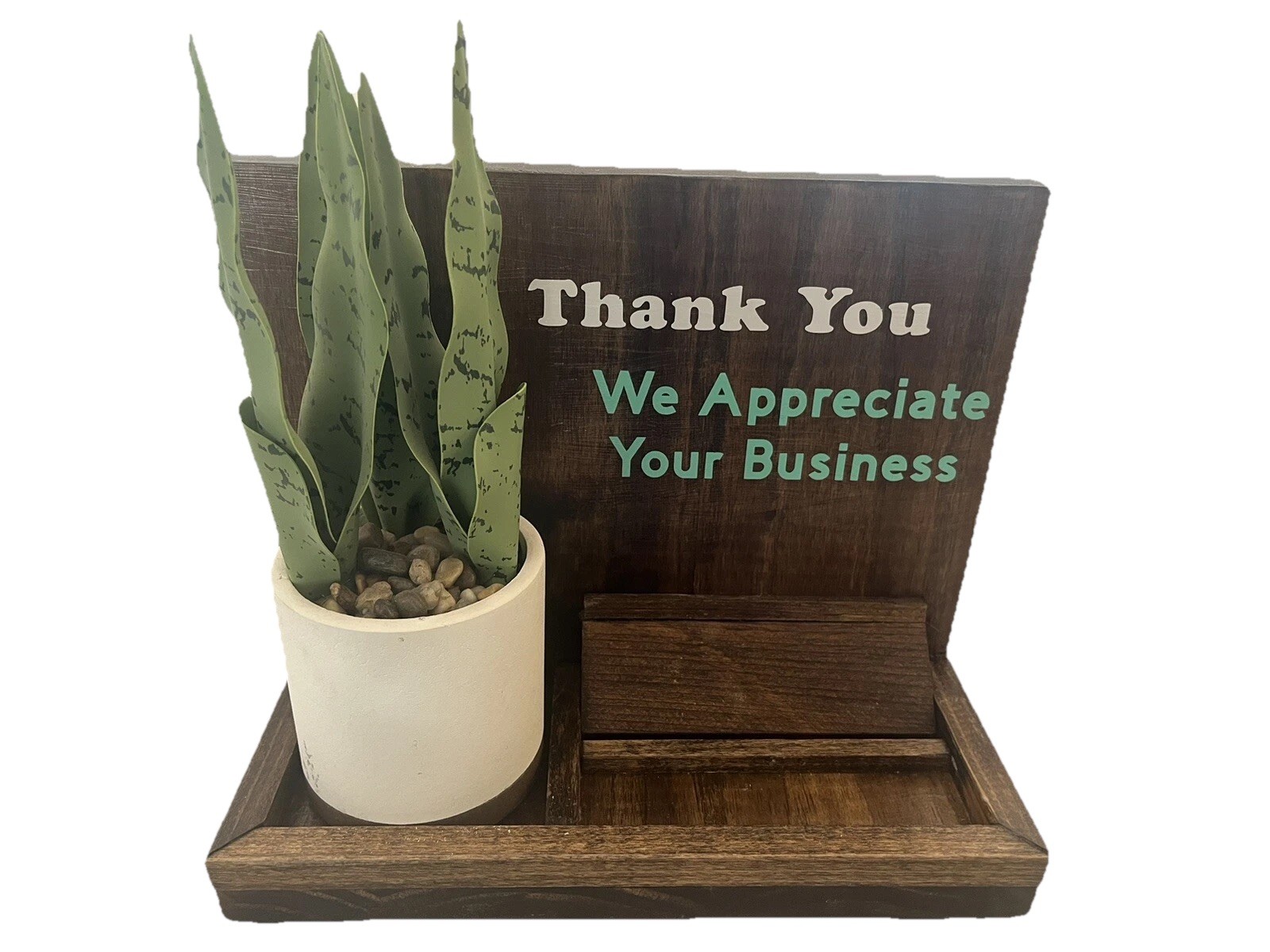 Appreciate Your Business Free Standing Wood Sign And Business Card Holder