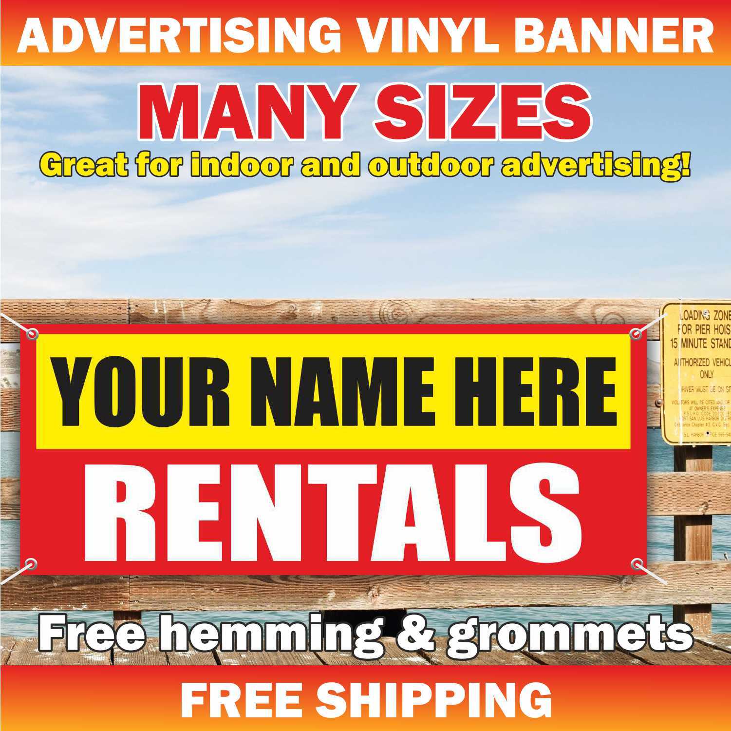 RENTALS Advertising Banner Vinyl Mesh Sign Auto Car Bike Moped Scooter Inventory