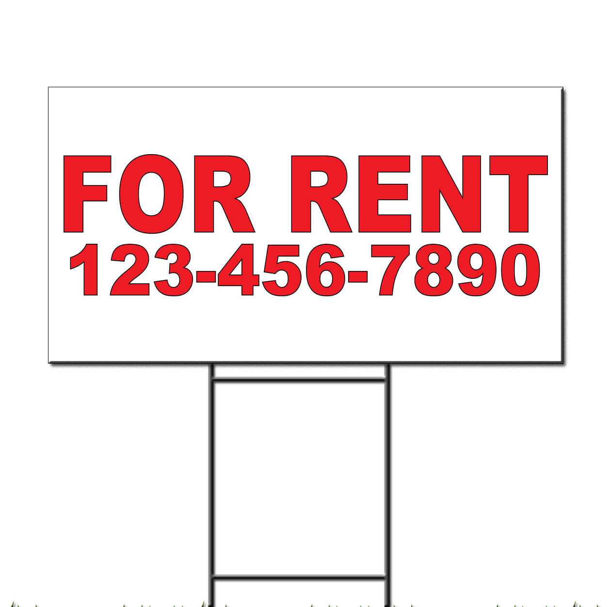 For Rent Phone Custom Red Custom Corrugated Plastic Yard Sign /Free Stakes
