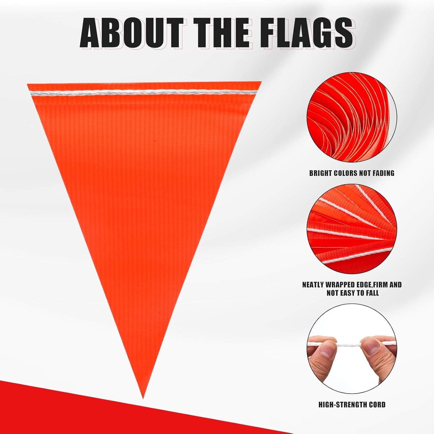Traffic Control Triangle Flags 105FT 45pcs Orange Pennant Banner for Outdoor Use
