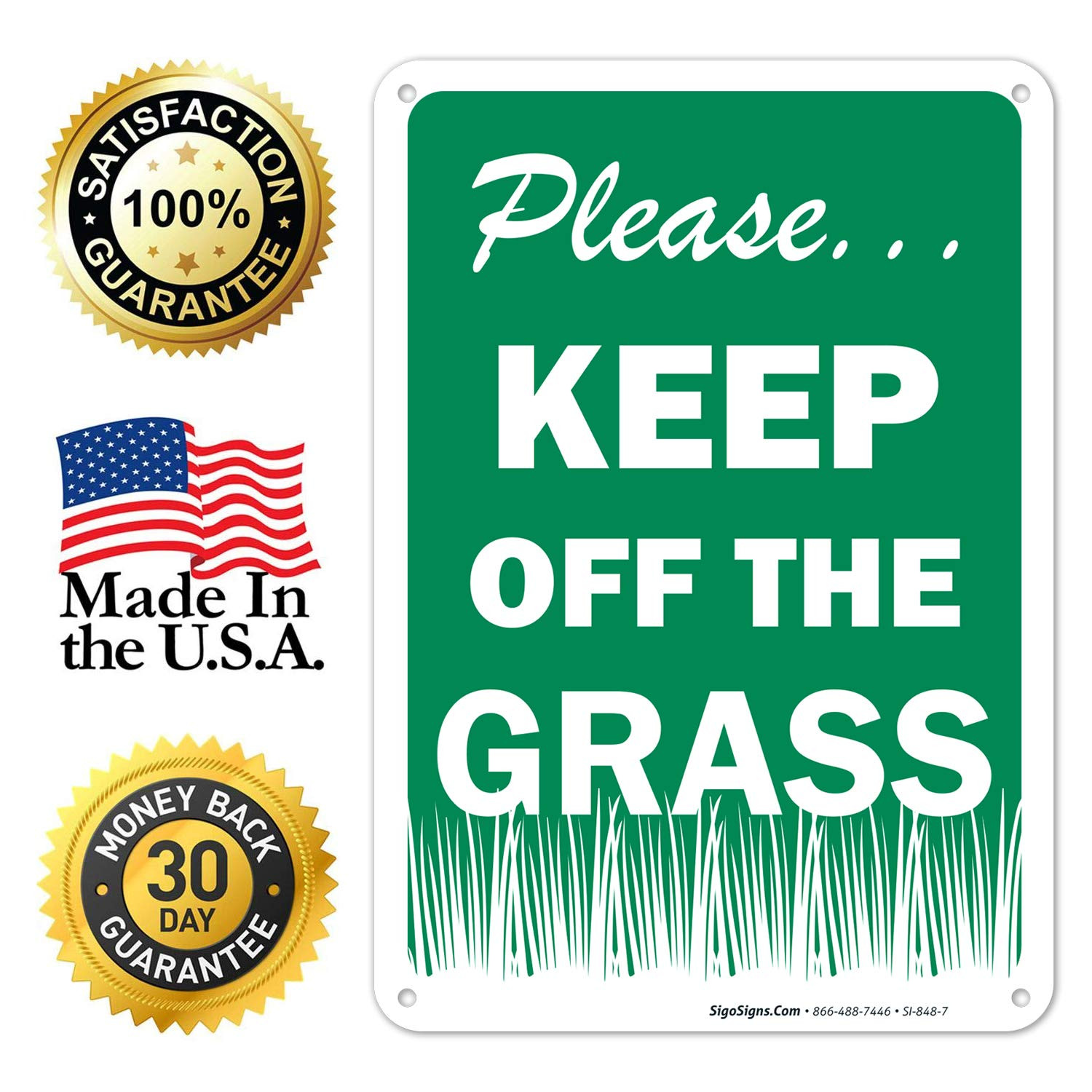 Keep off the Grass Sign 10X7 Rust Free Aluminum, Weather/Fade Resistant, Easy M