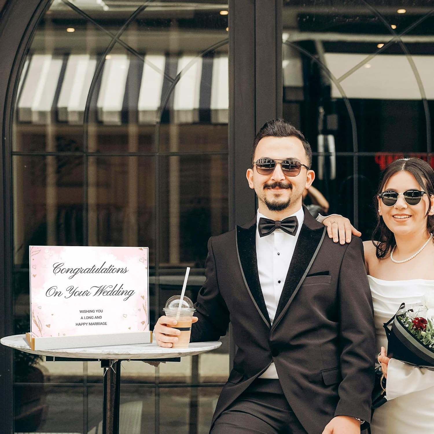 3 Pack Acrylic Sign Holder 8.5X11 for Wedding Anniversary Party, Horizontal Whit