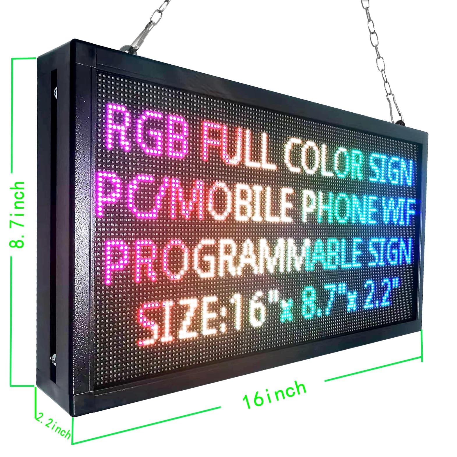 P3 Indoor Programmable LED Sign 16″x8.7″, Full Color Message Display Board