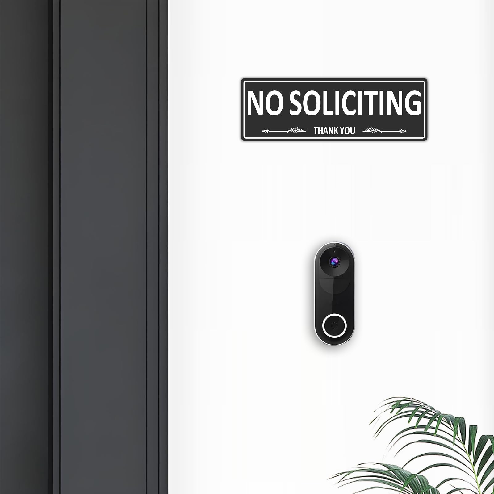 2 Pack Premium Metal SelfAdhesive No Soliciting Sign for Front Door, 7.5 x 2….