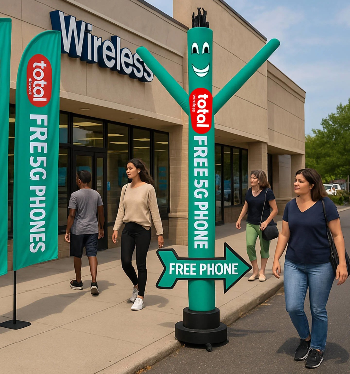 20ft New Total Wireless Air Dancer Inflatable with Arrow Sign