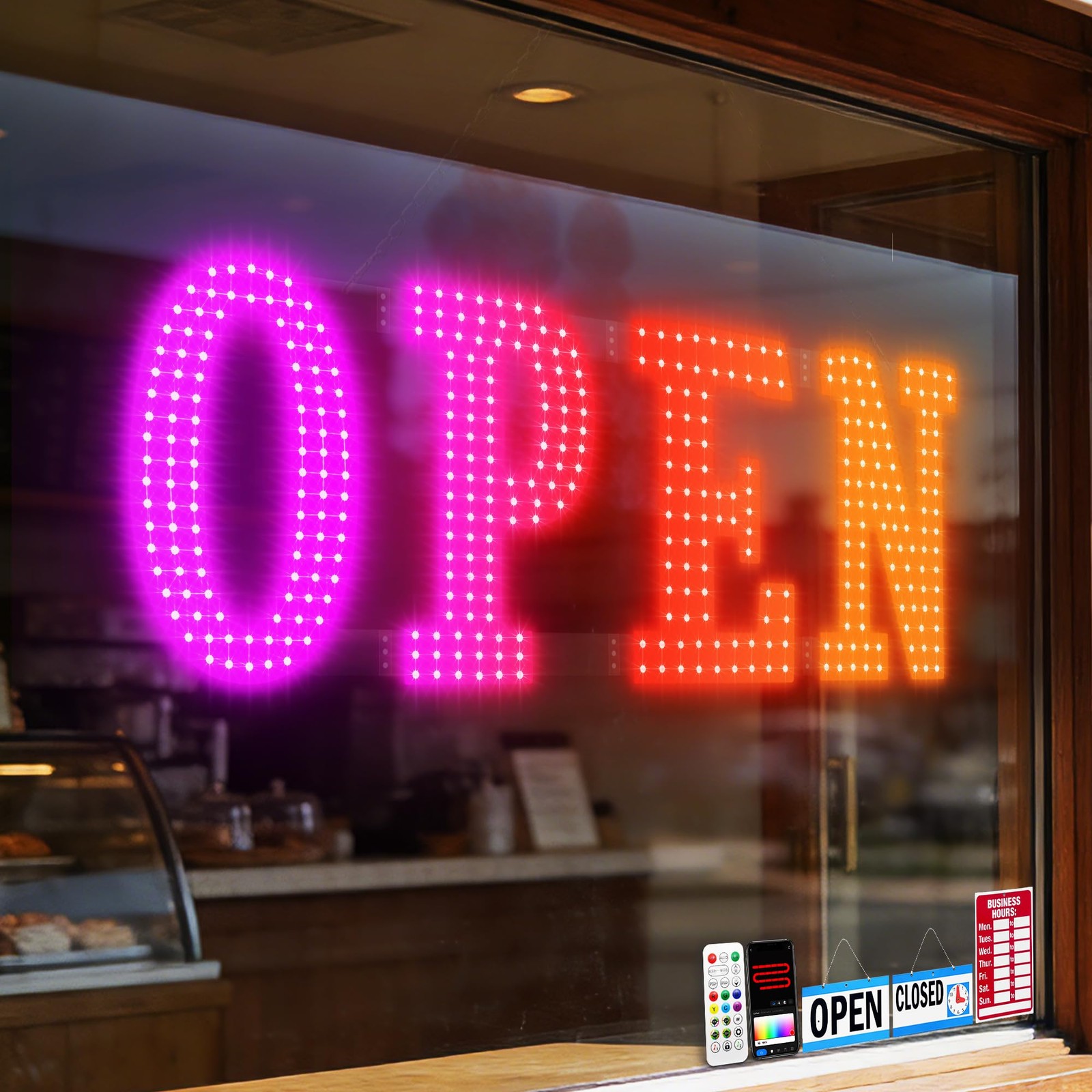 Lemonrole 36X12 Led Open Sign For App Control Timer Custom Visibility For