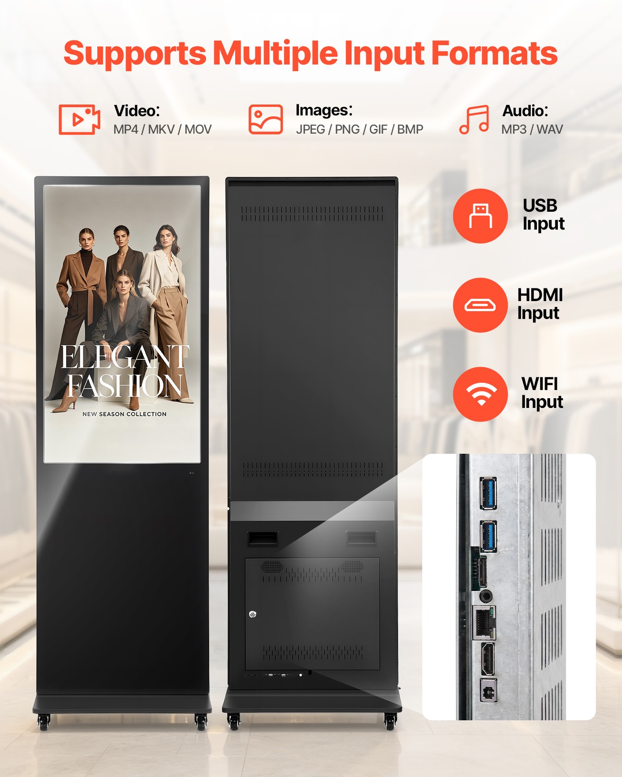 VEVOR 43 in Indoor Digital Signage Floor Standing Advertising Display Kiosk LCD