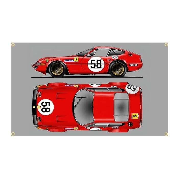 Ferrari Illustration 150cm x 90cm Tapestry Flag Banner Garage Sign JDM #5815