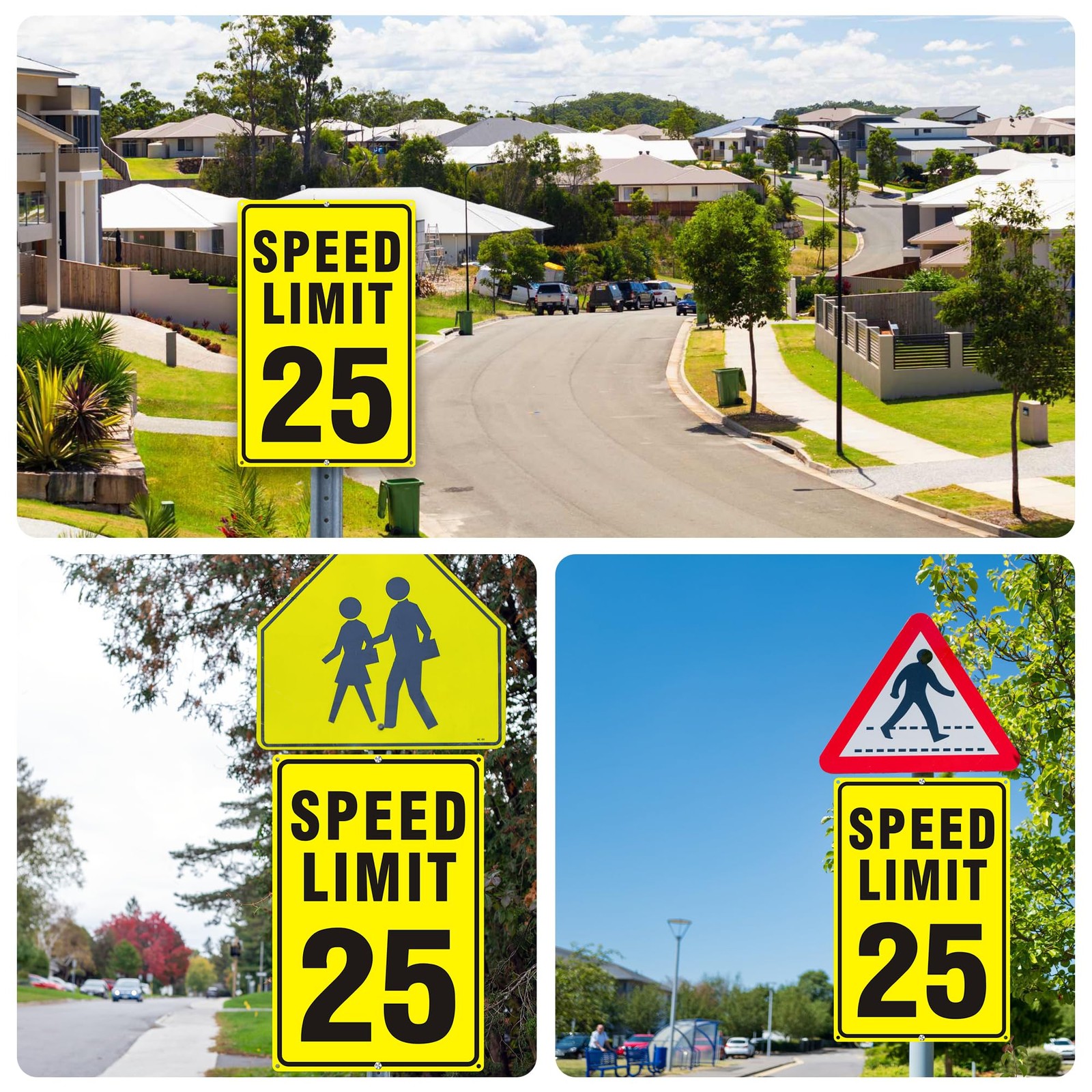 2 Pack Speed Limit 25 MPH Sign 18×12 Inch Large Aluminum Reflective Board
