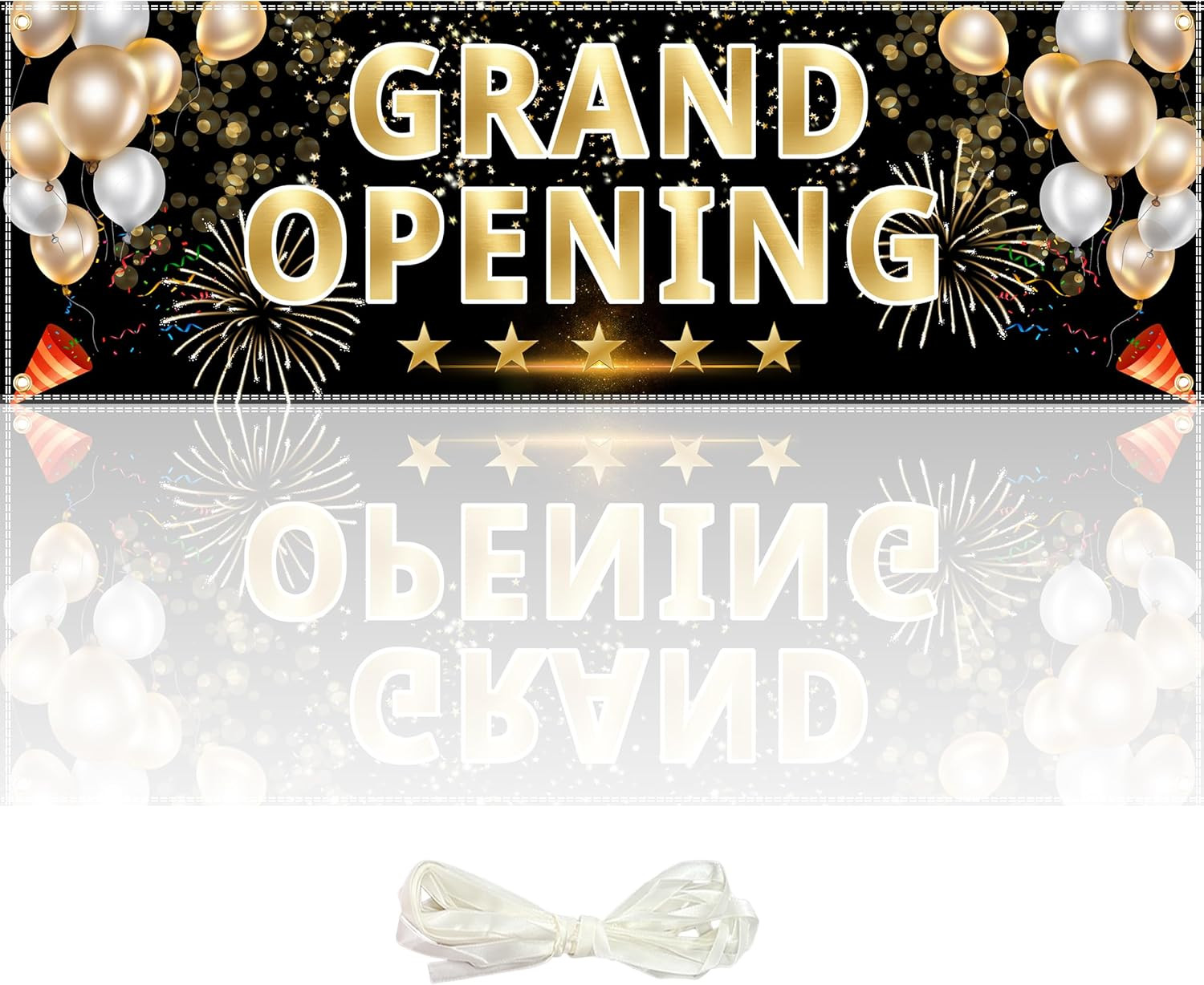 Large Grand Opening Banner 3X10Ft Grand Opening Decorations Sign with 10 Grommet