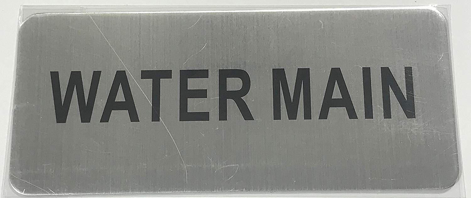 WATER MAIN SIGN (BRUSH ALUMINIUM, 3.5X8 )-The Mont argent line.-REF24-1027