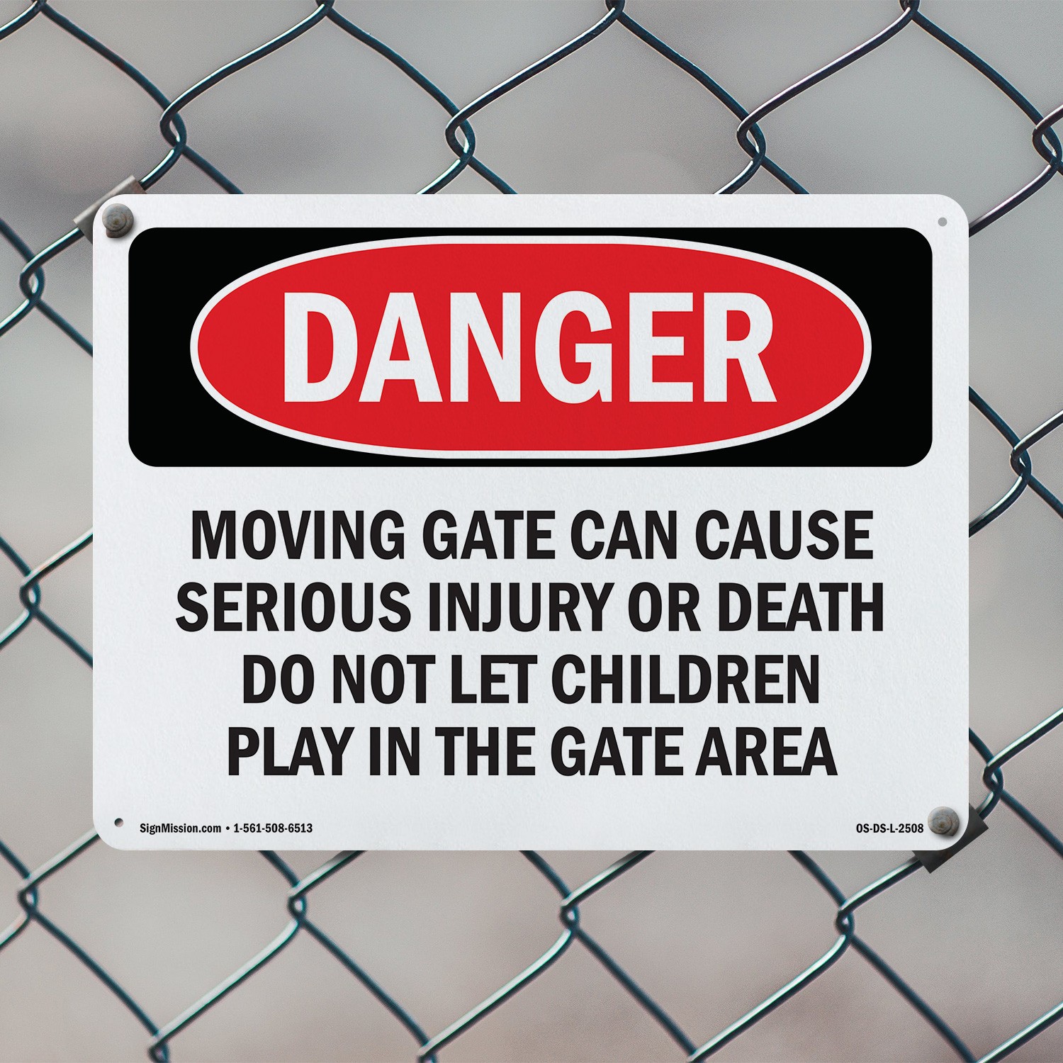 Moving Gate Can Cause Serious Injury Or OSHA Danger Sign Or Decal – 5 or 10 Pack