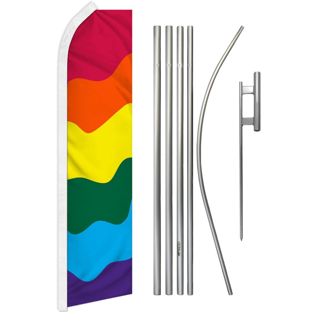 “RAINBOW” Advertising Super Flag & Pole Kit multi-color pride