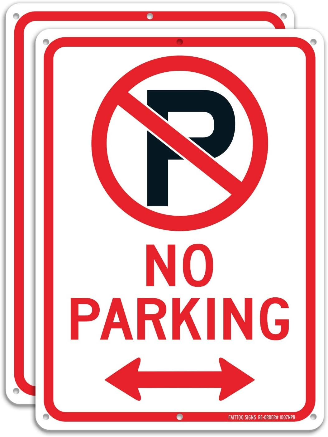(2 Pack) No Parking Sign with Symbol with Arrows Sign, 10 X 7 Inches Reflective