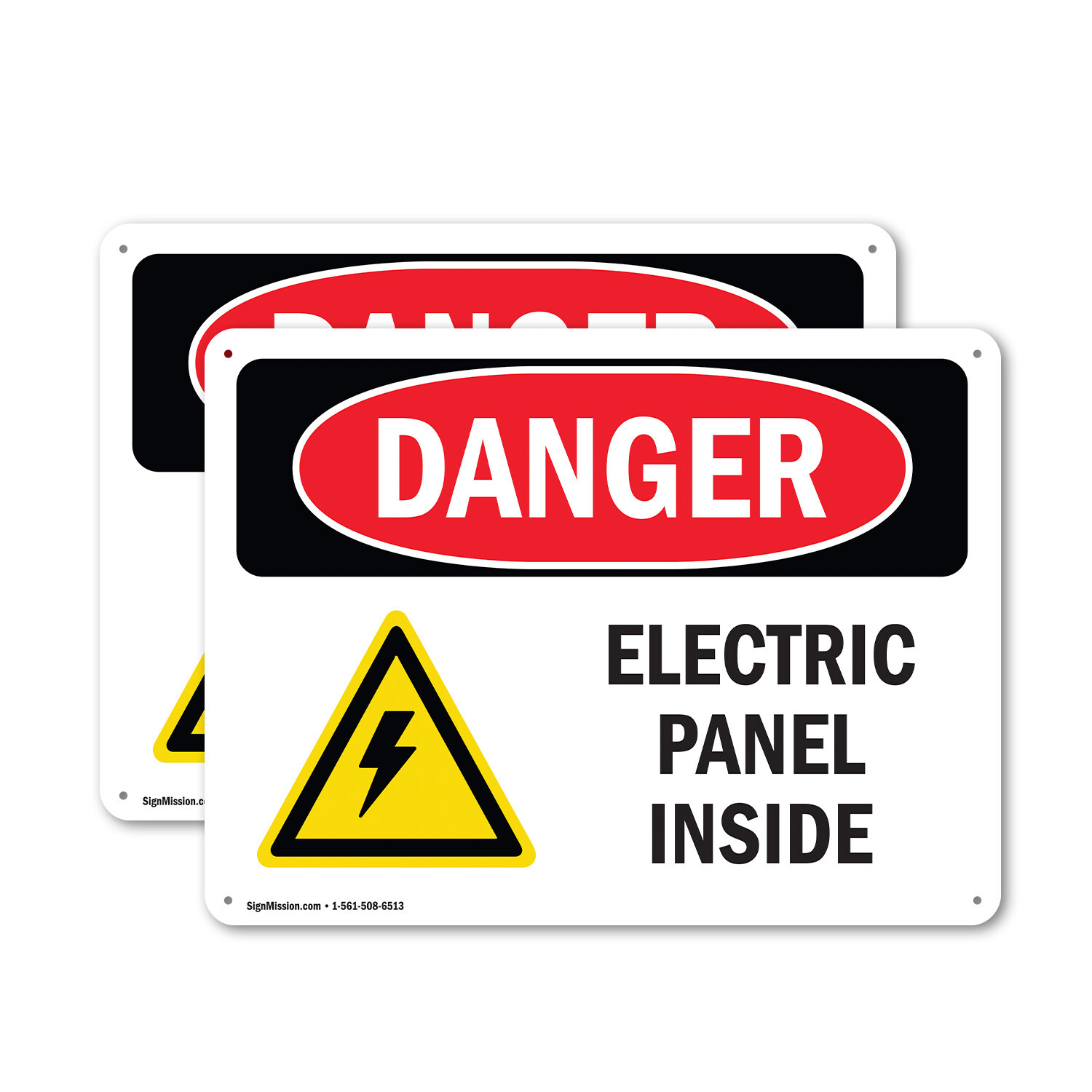 (2 Pack) Electric Panel Inside OSHA Danger Sign Decal Metal Plastic