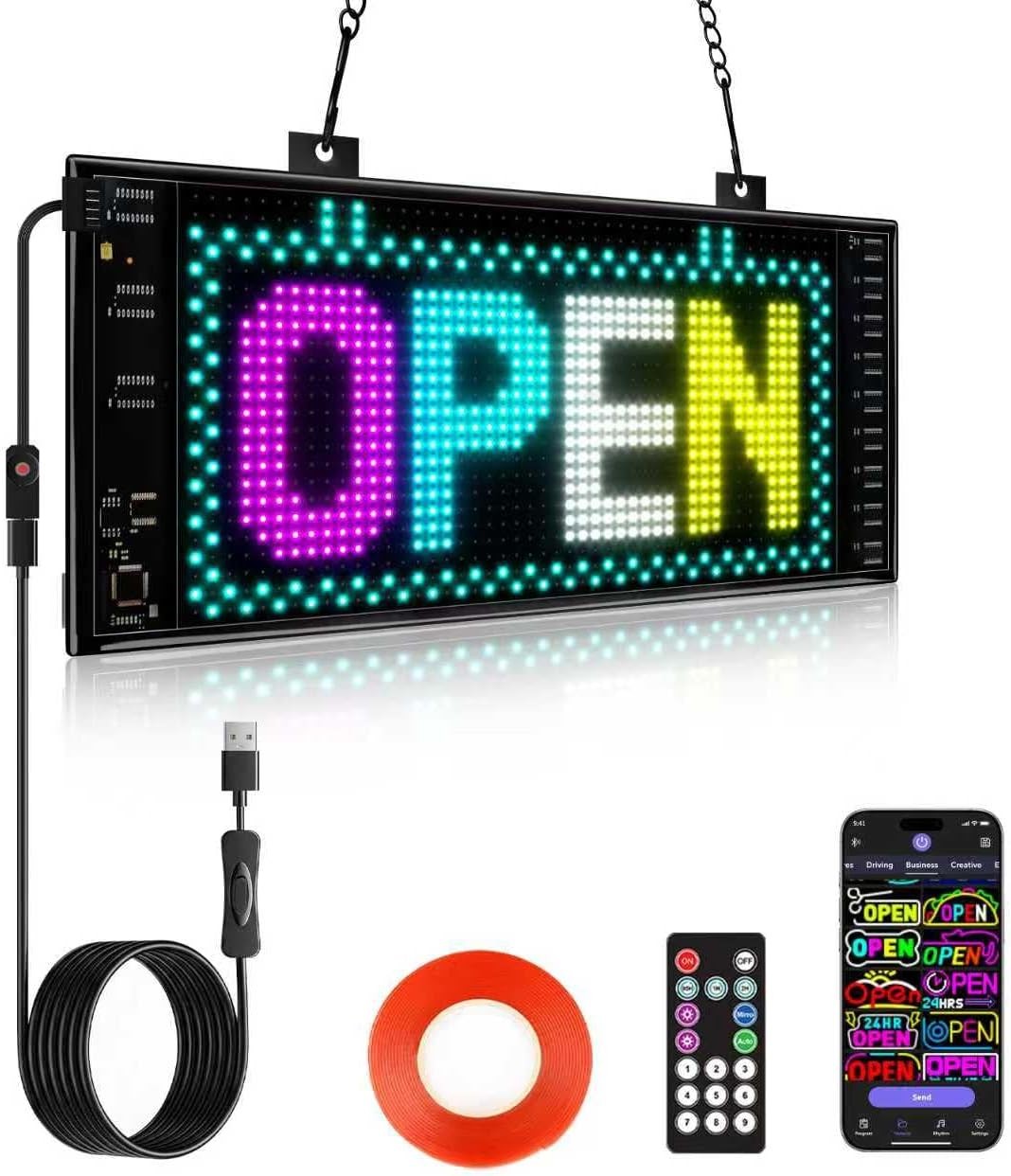 LED Sign for Car, 7”X3”Flexible LED Matrix Panel USB 5V Bluetooth Application