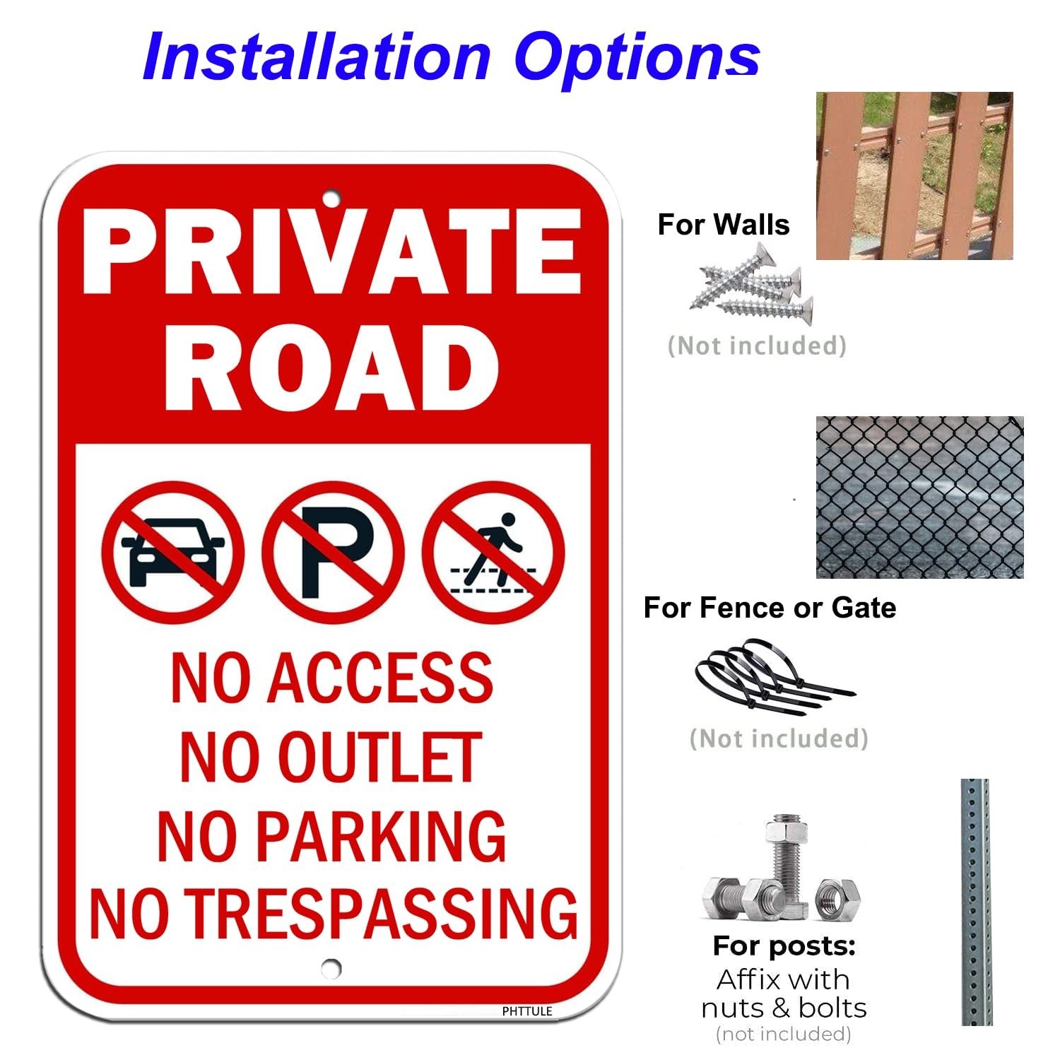 2 Pack No Parking No Outlet Signs – 10×14 Inch Reflective Aluminum Warning Signs