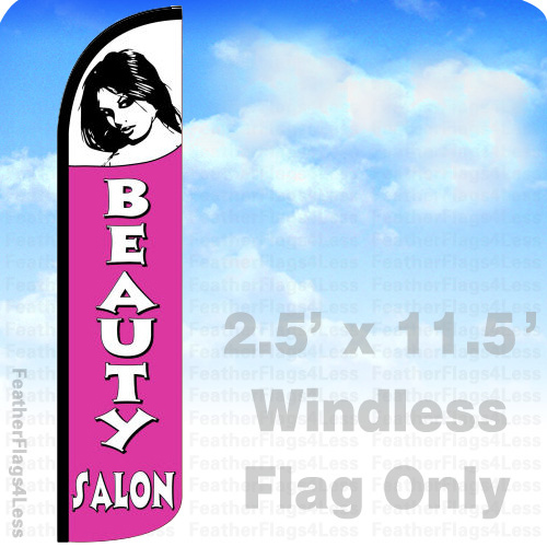 BEAUTY SALON – Windless Swooper Feather Flag 2.5×11.5 Banner Sign – pzJT8