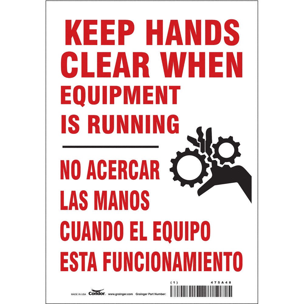 CONDOR 475A48 Safety Sign,10 inx7 in,Vinyl 475A48