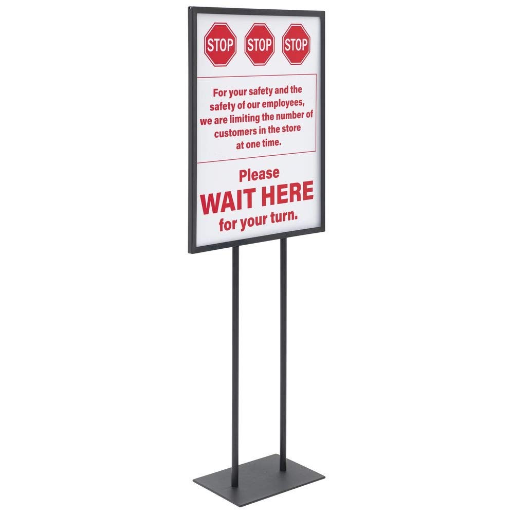 HUBERT® Red Plastic Stop Wait Here Floor Sign – 22″W x 28″H
