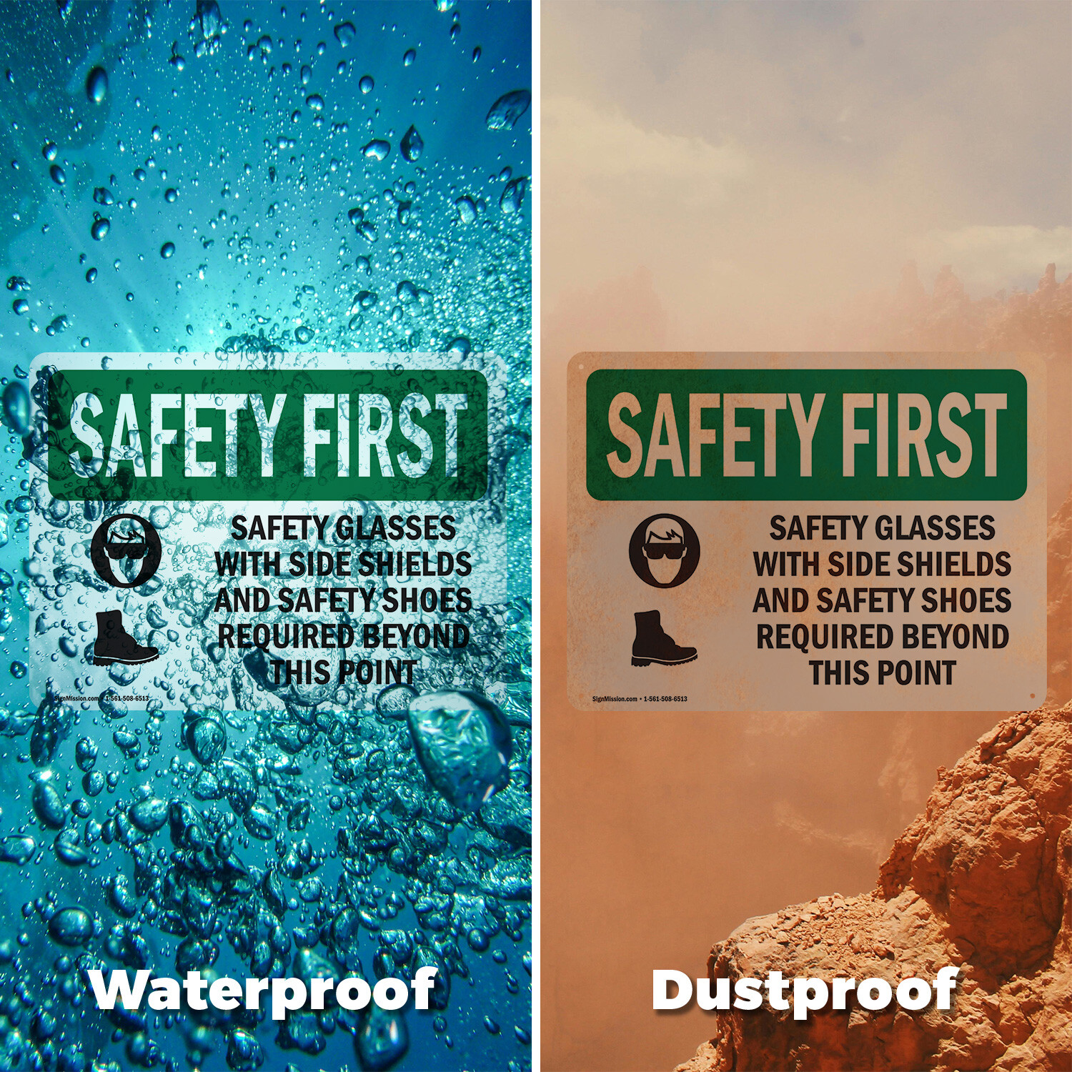 (2 Pack) Safety Glasses With Side Shields With Symbol OSHA Safety First Sign