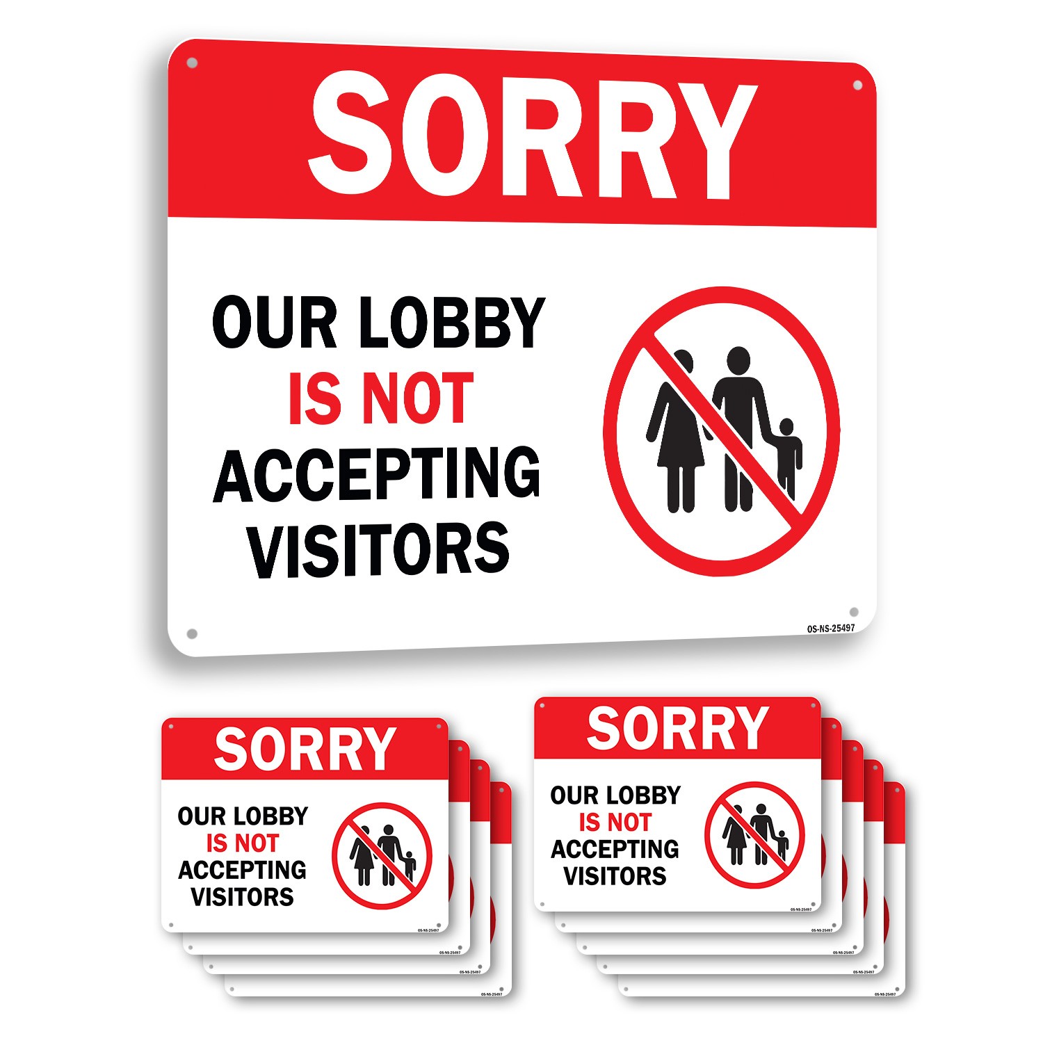 Sorry Our Lobby Is Not Accepting Visitors Public Safety Sign, Decal 5 or 10 Pack