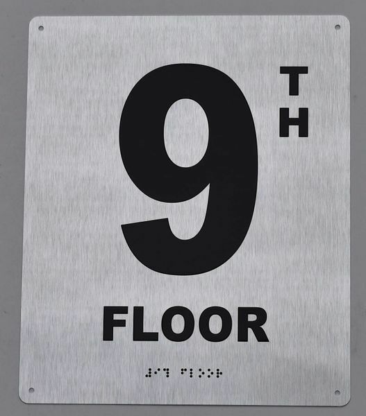 9TH Floor Sign- Floor Number Sign- Tactile Touch Braille Sign……REF24-1027