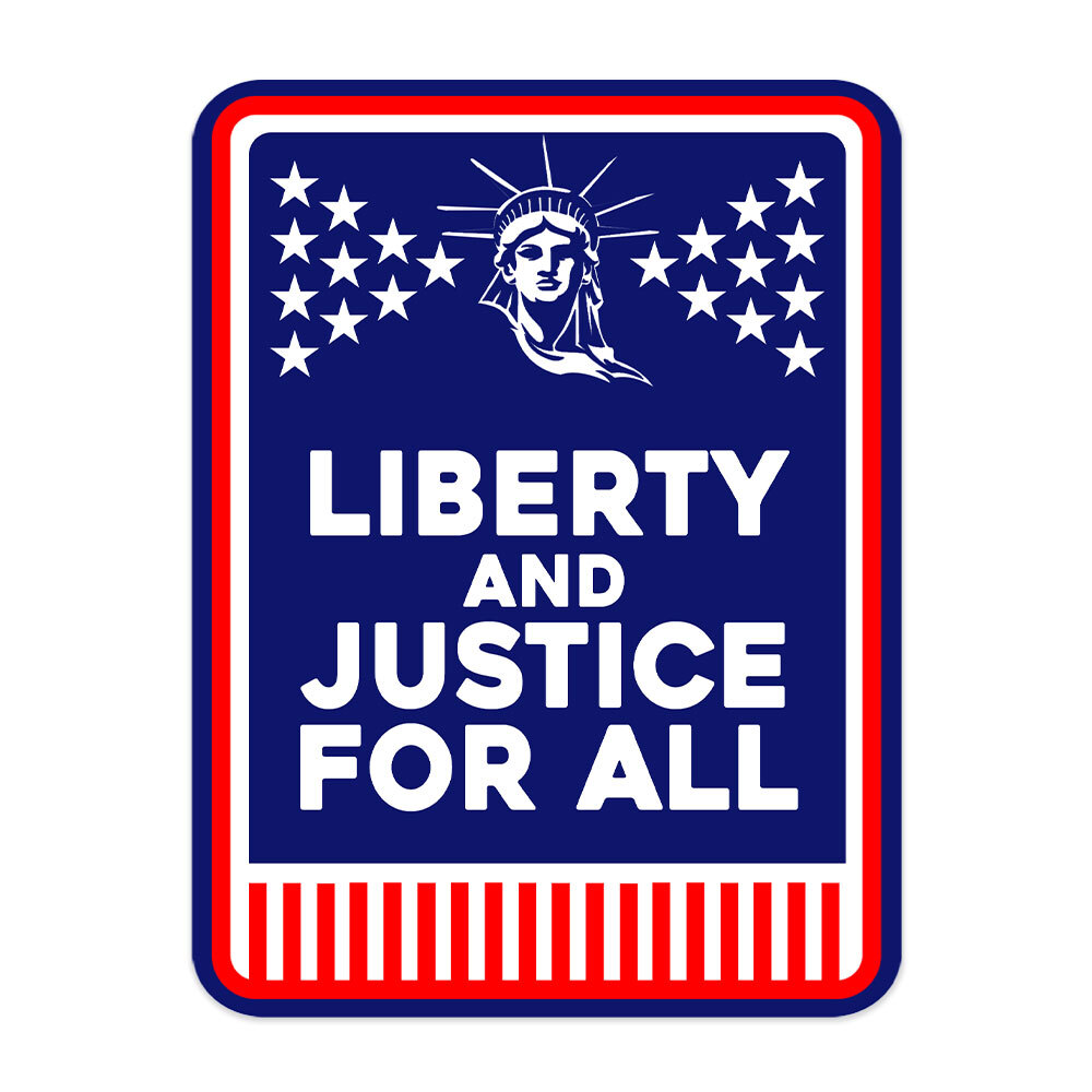 Portrait Round Plus Liberty and Justice for All Door or Wall Sign