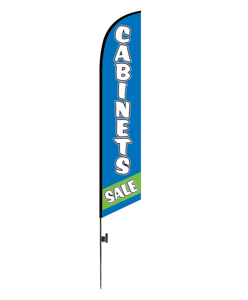 CABINETS SALE 12ft FEATHER FLAG KIT FIBERGLASS TIP POLE & GROUND SPIKE (2)