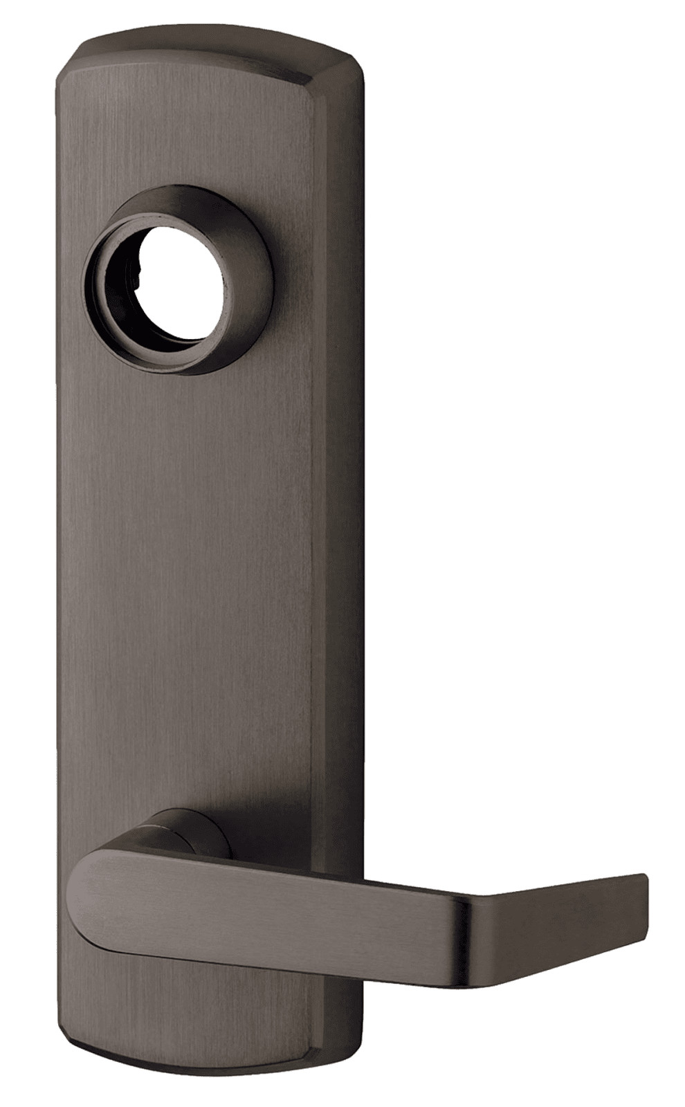 Exit Trim – Nightlatch Lever x Escutcheon, Less Cylinder, Powder Coated Dark Bro