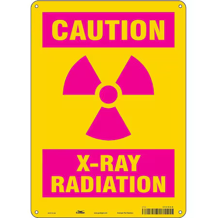 Condor 452A46 Radiation Sign, 14 In H, 10 In W, Aluminum, Vertical